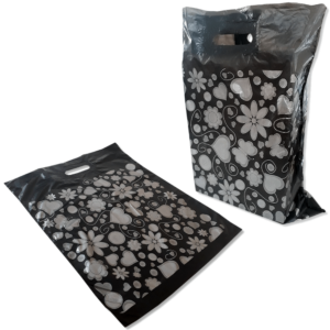 Takviyeli Poşet Gümüş Kalpli Siyah 40×50 (20 Paket 1000 Adet)
